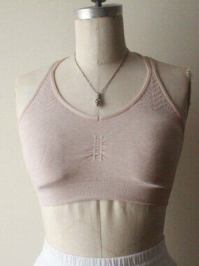 tan athleta racerback sports bra size medium